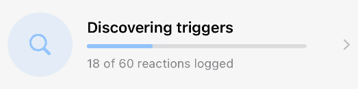 Discovering triggers row showing 18 of 60 reactions logged